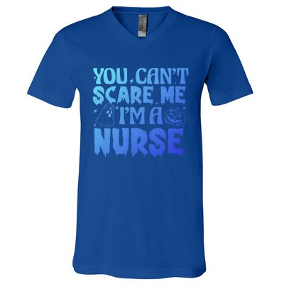 Ghost Pumpkin Spooky Halloween You Cant Scare Me Im A Nurse Gift V-Neck T-Shirt