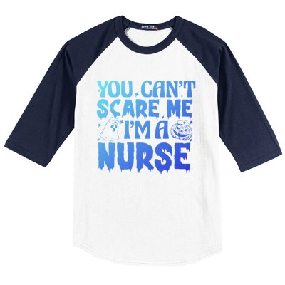 Ghost Pumpkin Spooky Halloween You Cant Scare Me Im A Nurse Gift Baseball Sleeve Shirt