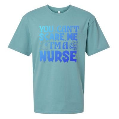 Ghost Pumpkin Spooky Halloween You Cant Scare Me Im A Nurse Gift Sueded Cloud Jersey T-Shirt