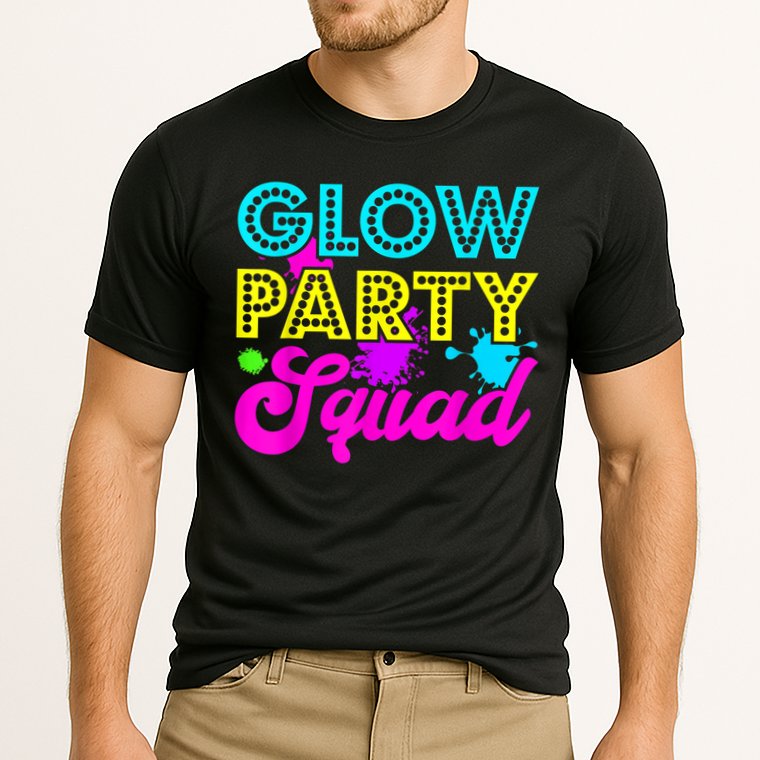 Glow Party Squad Halloween Costume Party Colorful Cooling Performance Crew T-Shirt