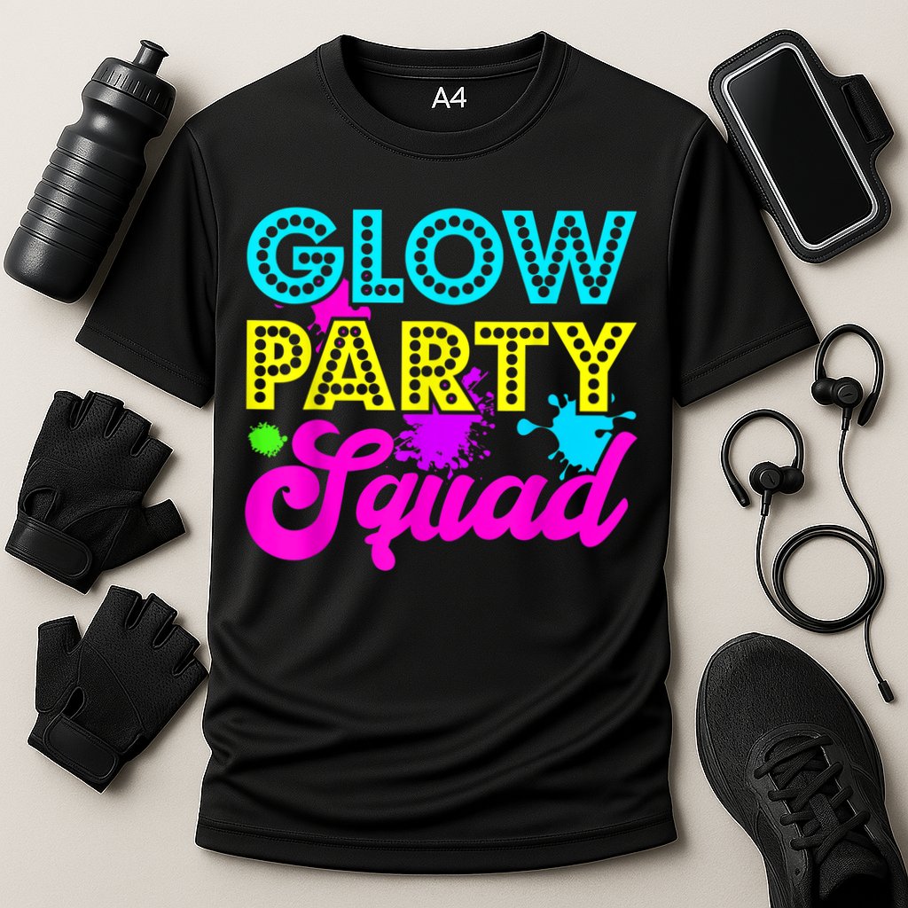 Glow Party Squad Halloween Costume Party Colorful Cooling Performance Crew T-Shirt