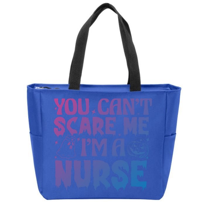 Ghost Pumpkin Spooky Halloween You Cant Scare Me Im A Nurse Gift Zip Tote Bag