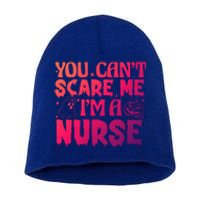 Ghost Pumpkin Spooky Halloween You Cant Scare Me Im A Nurse Gift Short Acrylic Beanie