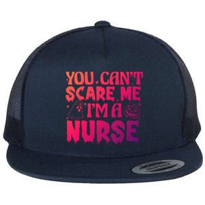 Ghost Pumpkin Spooky Halloween You Cant Scare Me Im A Nurse Gift Flat Bill Trucker Hat