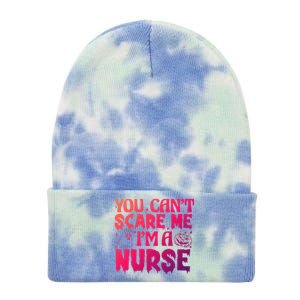 Ghost Pumpkin Spooky Halloween You Cant Scare Me Im A Nurse Gift Tie Dye 12in Knit Beanie