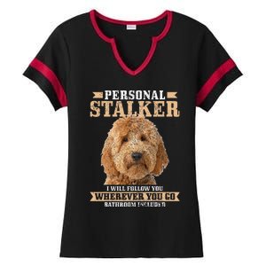 Goldendoodle Personal Stalker Funny Golden Doodle Mom Ladies Halftime Notch Neck Tee