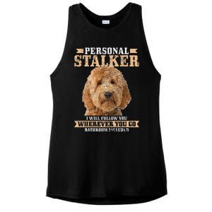 Goldendoodle Personal Stalker Funny Golden Doodle Mom Ladies PosiCharge Tri-Blend Wicking Tank