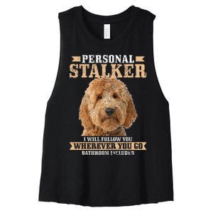 Goldendoodle Personal Stalker Funny Golden Doodle Mom Women's Racerback Cropped Tank