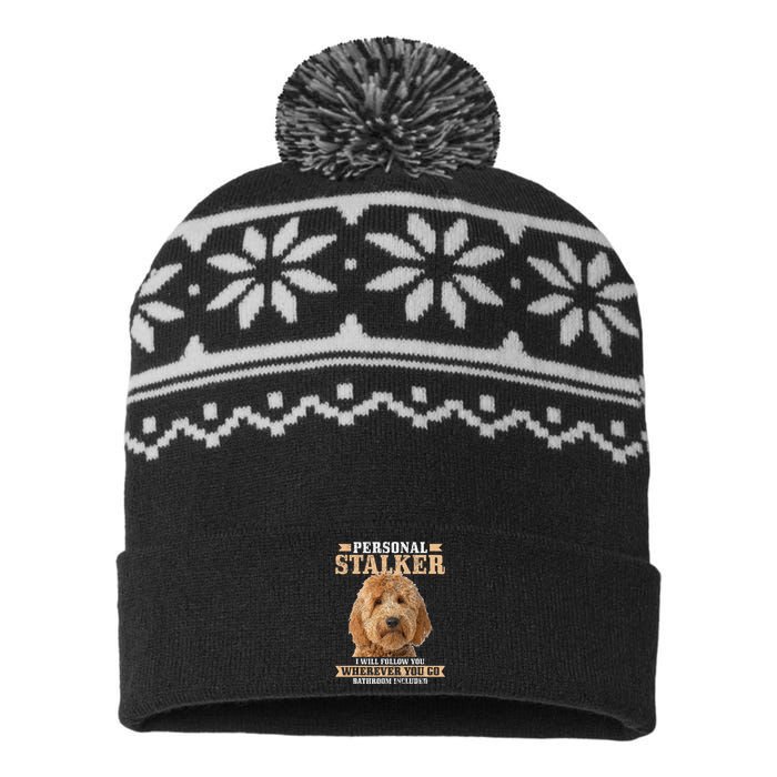 Goldendoodle Personal Stalker Funny Golden Doodle Mom USA-Made Snowflake Beanie