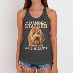 Goldendoodle Personal Stalker Funny Golden Doodle Mom Women's Knotted Racerback Tank