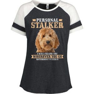 Goldendoodle Personal Stalker Funny Golden Doodle Mom Enza Ladies Jersey Colorblock Tee