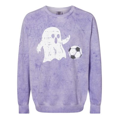 Ghost Playing Soccer Funny Football Halloween Costume Sports Colorblast Crewneck Sweatshirt