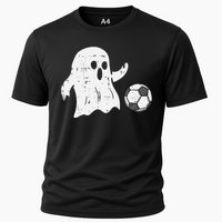 Ghost Playing Soccer Funny Football Halloween Costume Sports Cooling Performance Crew T-Shirt