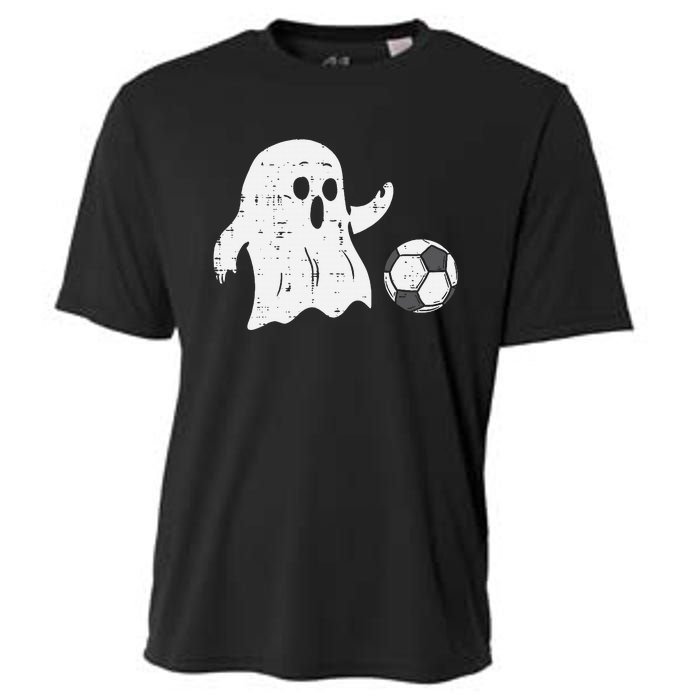 Ghost Playing Soccer Funny Football Halloween Costume Sports Cooling Performance Crew T-Shirt