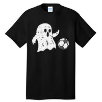 Ghost Playing Soccer Funny Football Halloween Costume Sports Tall T-Shirt