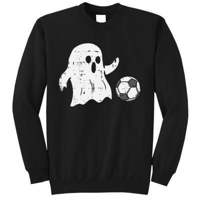 Ghost Playing Soccer Funny Football Halloween Costume Sports Tall Sweatshirt