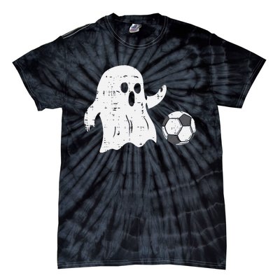 Ghost Playing Soccer Funny Football Halloween Costume Sports Tie-Dye T-Shirt