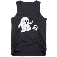 Ghost Playing Soccer Funny Football Halloween Costume Sports Tank Top