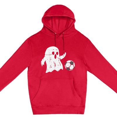 Ghost Playing Soccer Funny Football Halloween Costume Sports Premium Pullover Hoodie