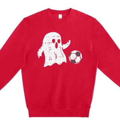 Ghost Playing Soccer Funny Football Halloween Costume Sports Premium Crewneck Sweatshirt