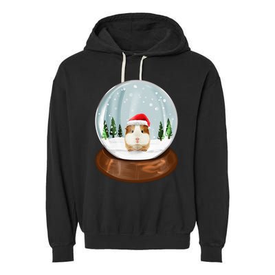 Guinea Pig Snow Globe Xmas Pjs Outfit Funny Christmas Long Sleeve Garment-Dyed Fleece Hoodie
