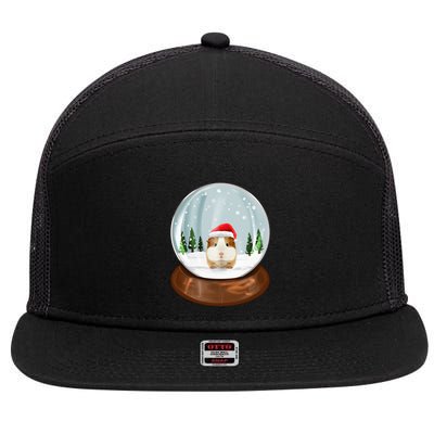 Guinea Pig Snow Globe Xmas Pjs Outfit Funny Christmas Long Sleeve 7 Panel Mesh Trucker Snapback Hat