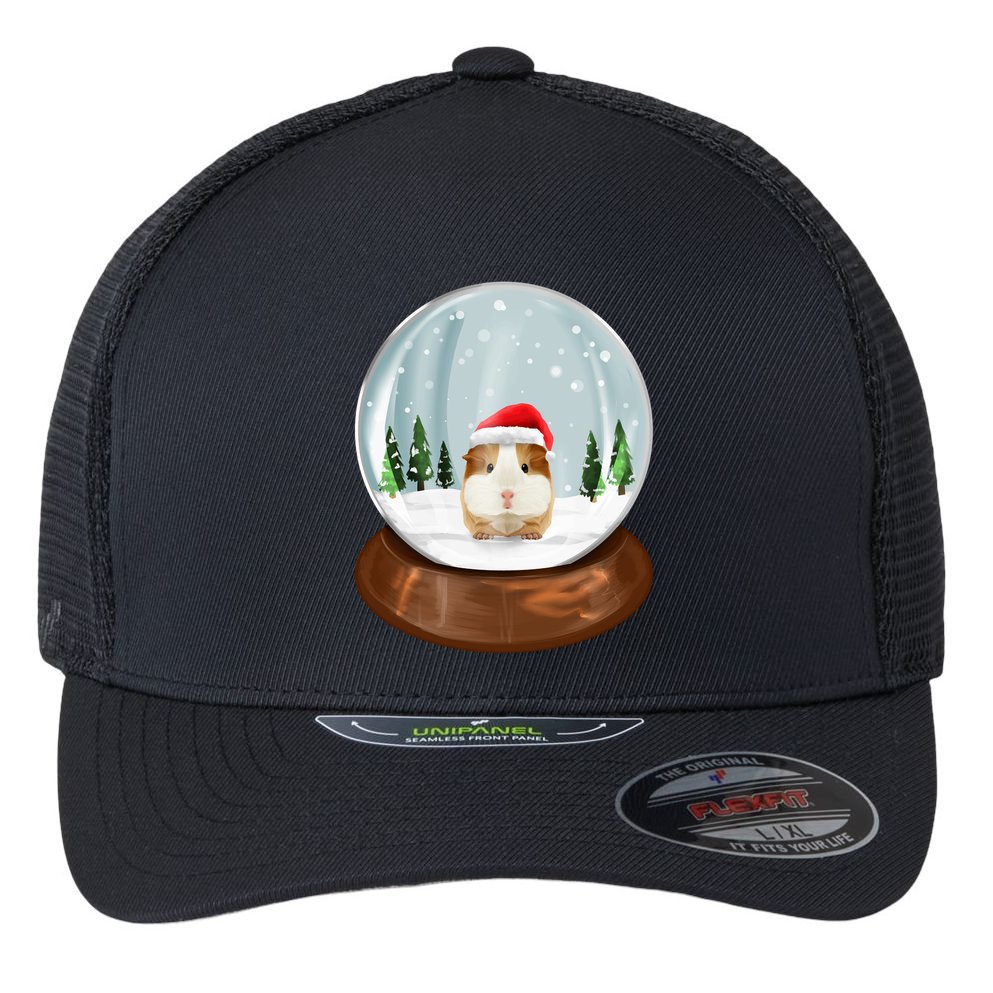 Guinea Pig Snow Globe Xmas Pjs Outfit Funny Christmas Long Sleeve Flexfit Unipanel Trucker Cap