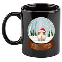 Guinea Pig Snow Globe Xmas Pjs Outfit Funny Christmas Long Sleeve 11oz C Handle Ceramic Mug