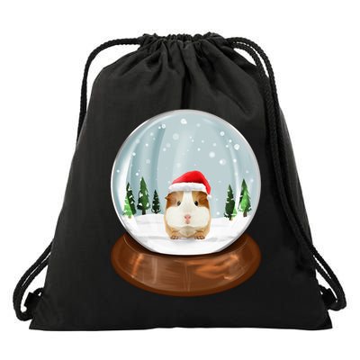 Guinea Pig Snow Globe Xmas Pjs Outfit Funny Christmas Long Sleeve Drawstring Bag