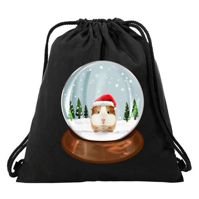 Guinea Pig Snow Globe Xmas Pjs Outfit Funny Christmas Long Sleeve Drawstring Bag