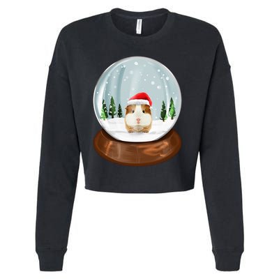 Guinea Pig Snow Globe Xmas Pjs Outfit Funny Christmas Long Sleeve Cropped Pullover Crew