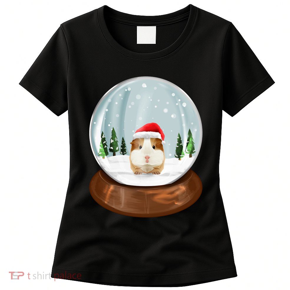 Guinea Pig Snow Globe Xmas Pjs Outfit Funny Christmas Long Sleeve Womens T-Shirt
