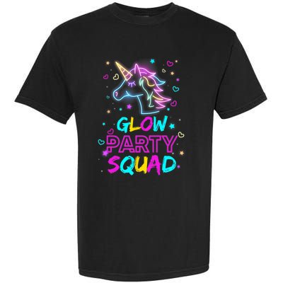 Glow Party Squad Unicorn 80s Retro Costume Birthday Squad Garment-Dyed Heavyweight T-Shirt