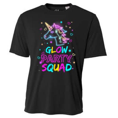 Glow Party Squad Unicorn 80s Retro Costume Birthday Squad Cooling Performance Crew T-Shirt