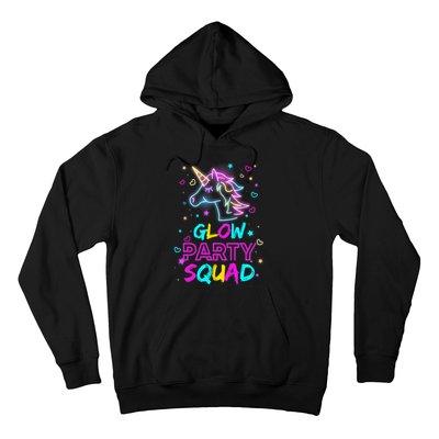 Glow Party Squad Unicorn 80s Retro Costume Birthday Squad Hoodie