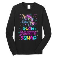 Glow Party Squad Unicorn 80s Retro Costume Birthday Squad Long Sleeve Shirt