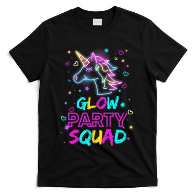Glow Party Squad Unicorn 80s Retro Costume Birthday Squad T-Shirt