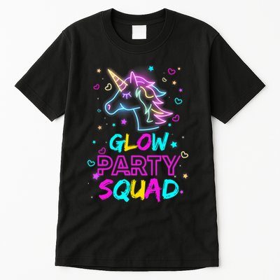 Glow Party Squad Unicorn 80s Retro Costume Birthday Squad Tall T-Shirt