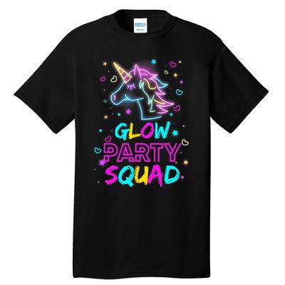 Glow Party Squad Unicorn 80s Retro Costume Birthday Squad Tall T-Shirt