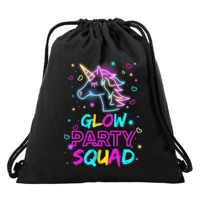 Glow Party Squad Unicorn 80s Retro Costume Birthday Squad Drawstring Bag