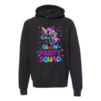 Glow Party Squad Unicorn 80s Retro Costume Birthday Squad Premium Hoodie