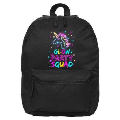 Glow Party Squad Unicorn 80s Retro Costume Birthday Squad 16 in Basic Backpack