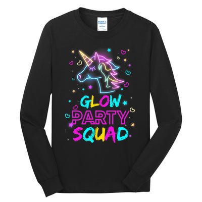 Glow Party Squad Unicorn 80s Retro Costume Birthday Squad Tall Long Sleeve T-Shirt