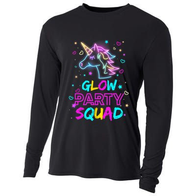 Glow Party Squad Unicorn 80s Retro Costume Birthday Squad Cooling Performance Long Sleeve Crew