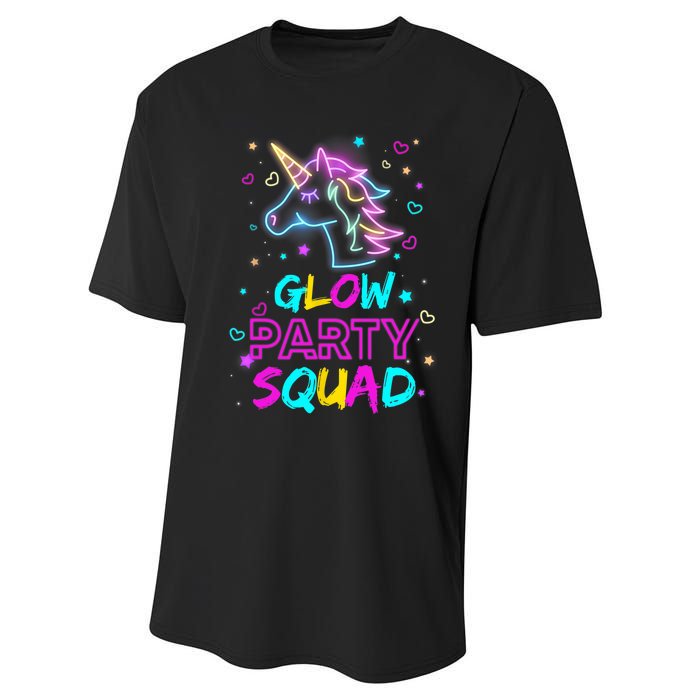 Glow Party Squad Unicorn 80s Retro Costume Birthday Squad Performance Sprint T-Shirt