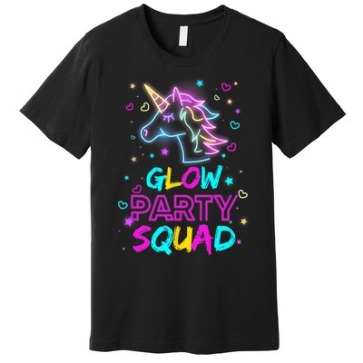 Glow Party Squad Unicorn 80s Retro Costume Birthday Squad Premium T-Shirt