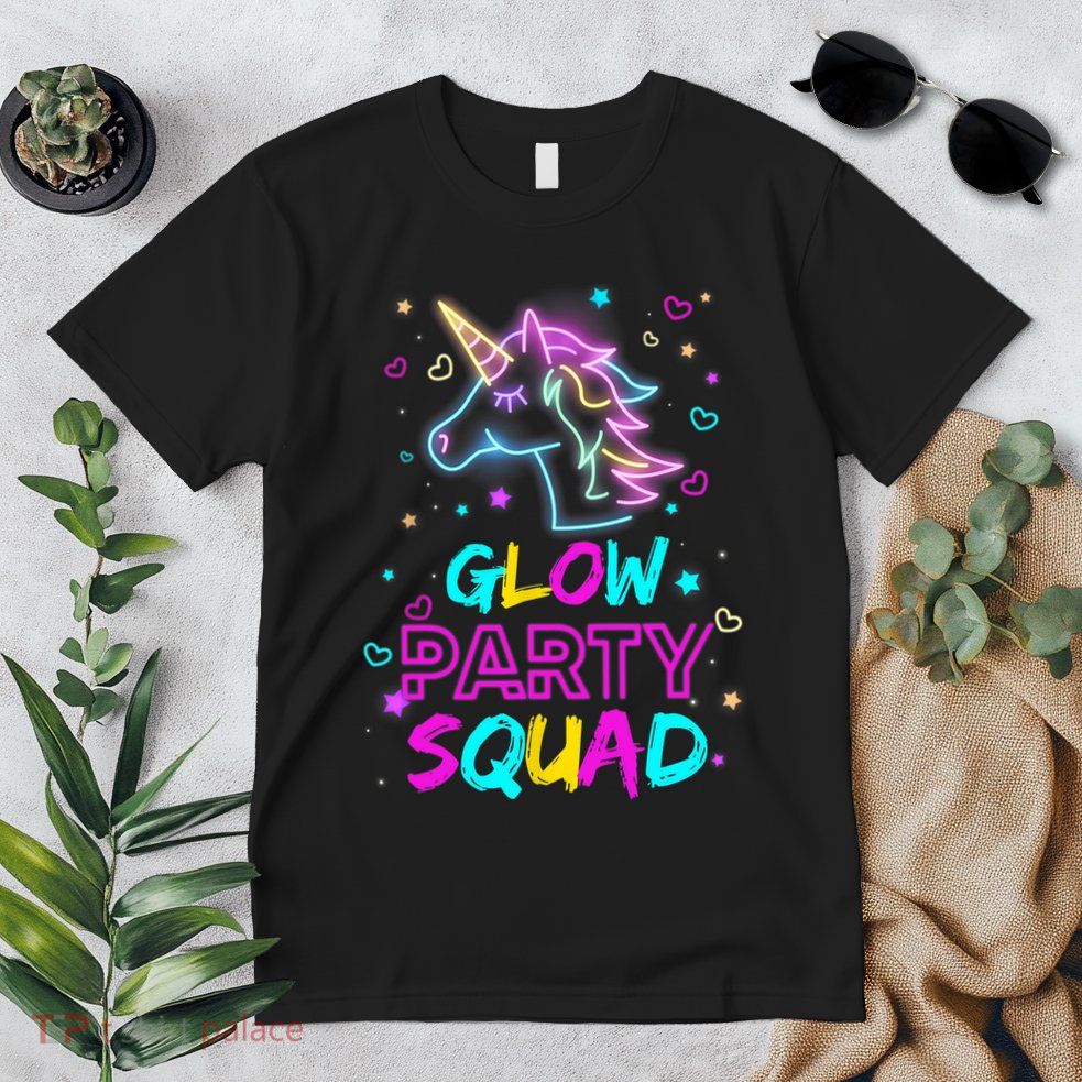 Glow Party Squad Unicorn 80s Retro Costume Birthday Squad Premium T-Shirt
