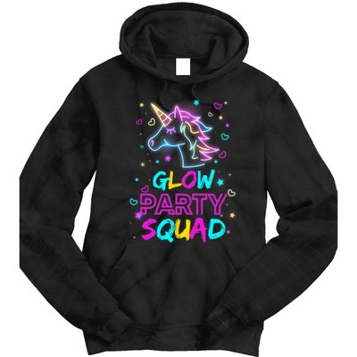 Glow Party Squad Unicorn 80s Retro Costume Birthday Squad Tie Dye Hoodie