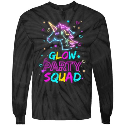 Glow Party Squad Unicorn 80s Retro Costume Birthday Squad Tie-Dye Long Sleeve Shirt