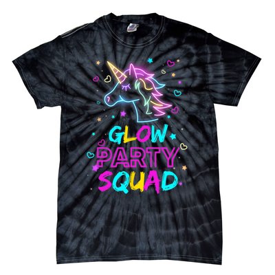 Glow Party Squad Unicorn 80s Retro Costume Birthday Squad Tie-Dye T-Shirt